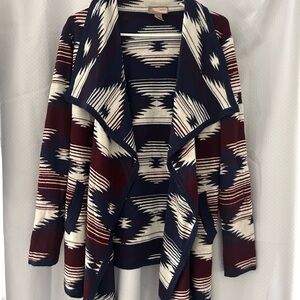 Tribal Print Open Front Cardigan